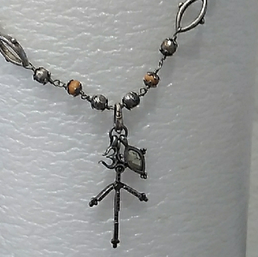 Lucky Brand, Vintage Necklace, Rosary Cross W Two Charms